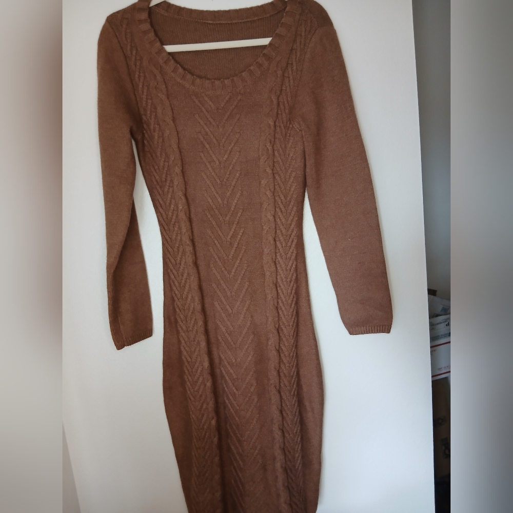 Elegant Brown Knit Dress